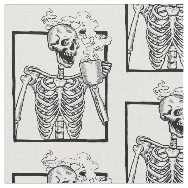 halloween skelettet dricker kaffe lustigt tyg (Närbild)