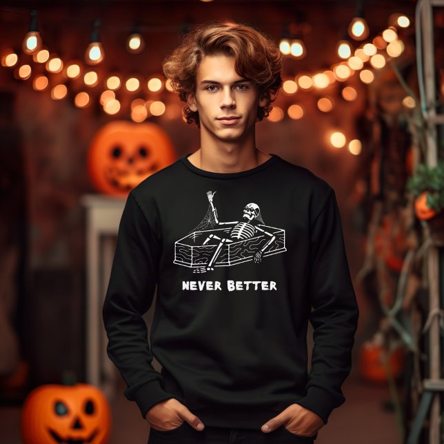 Halloween-skelettet får aldrig bättre kista lång ärmad tröja (Skapare uppladdad)