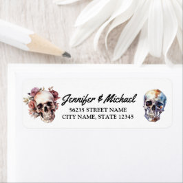 halloween skelettet gothic bröllop adress returadress etikett