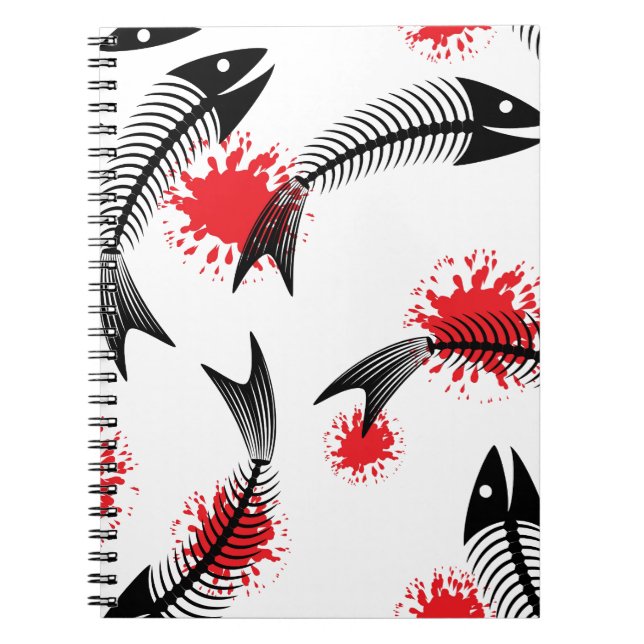 halloween skelettfisk anteckningsbok med spiral (Framsidan)