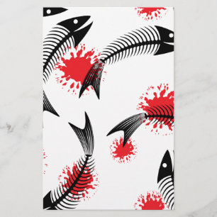 halloween skelettfisk brevpapper