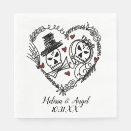 Halloween-skelettpar Krans Illustration Pappersservett