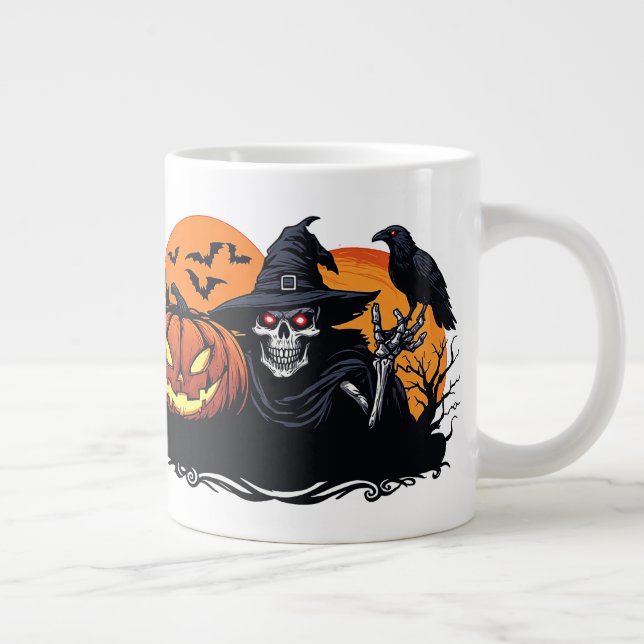 Halloween skelettporträtt Pumpa Magi 🦇 Jumbo Mugg (Höger)