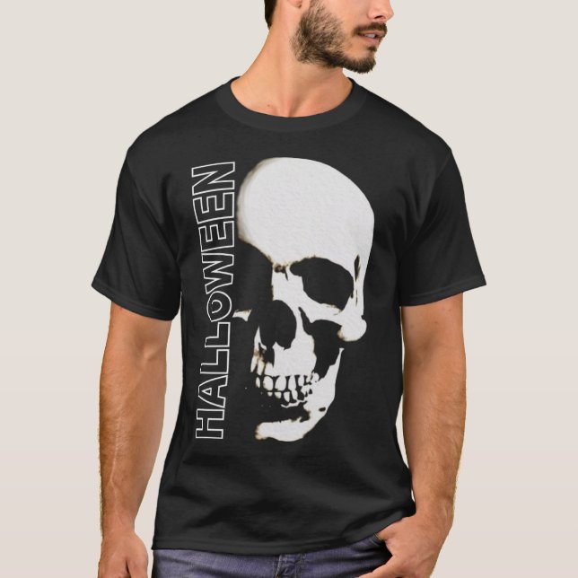 Halloween - skelettskallskrämmande ansikte Pullove T Shirt (Framsida)