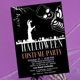 Halloween Skelton Graveyard Costume Party Inbjudningar