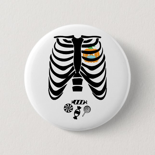 Halloween Skelton T-shirts Funny Halloween Gift Knapp (Framsida)