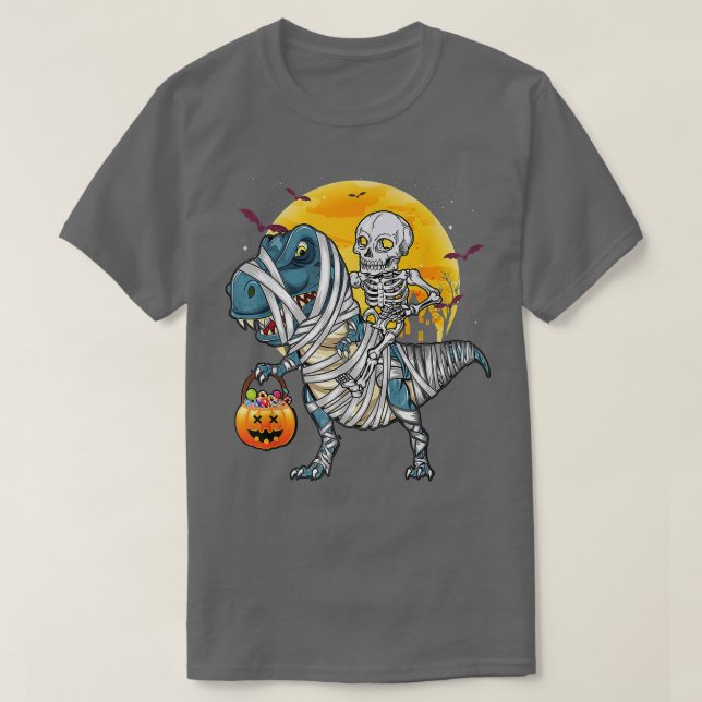 Halloween-skjortor för BoysDinosaur Skeleton T rex Shirt (Design framsida)