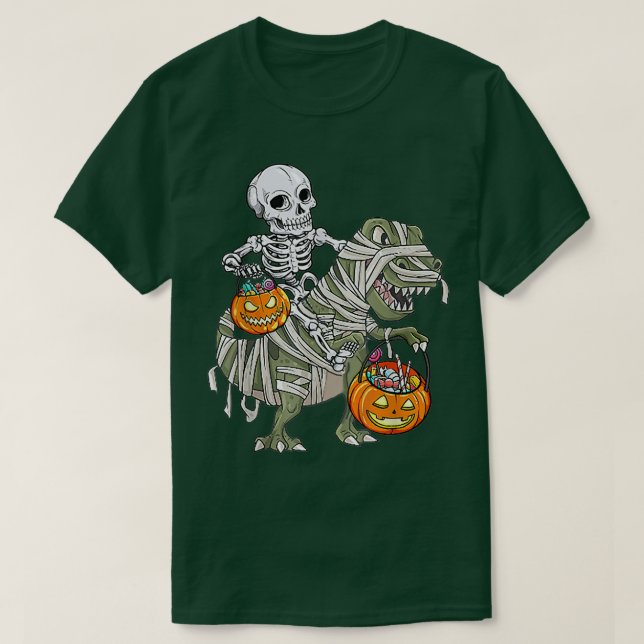 Halloween-skjortor för BoysDinosaur Skeleton T rex Shirt (Design framsida)