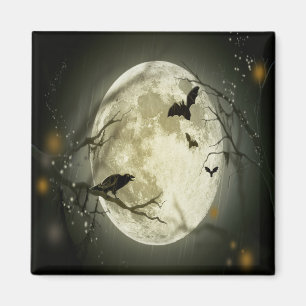 Halloween-skog, Fladdermöss, liggande Magnet