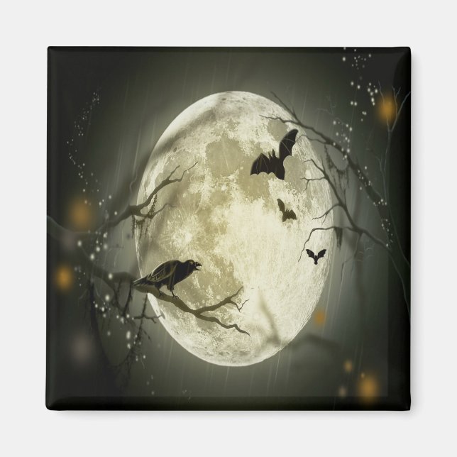 Halloween-skog, Fladdermöss, liggande Magnet (Framsidan)