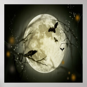Halloween-skog, Fladdermöss, liggande Poster