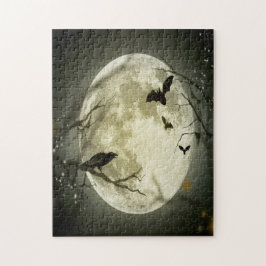 Halloween-skog, Fladdermöss, liggande Pussel