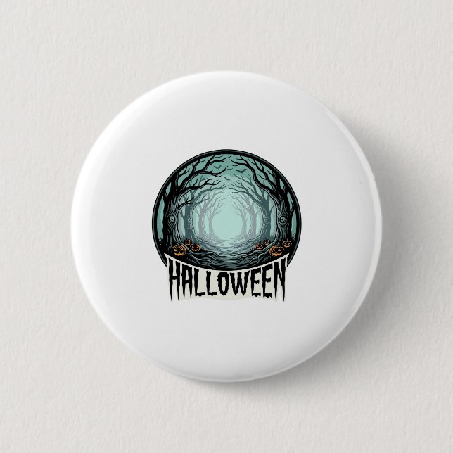 Halloween Skogskräck Vintage Gravyr Design_1 Knapp (Framsida)