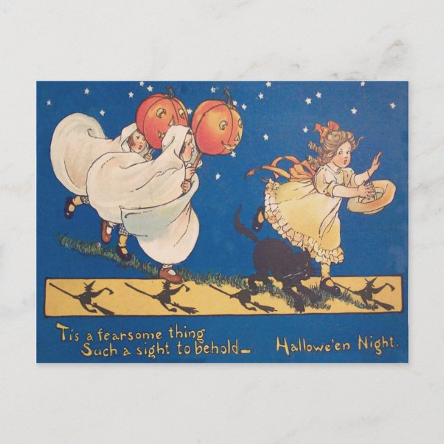 Halloween Skojjar Ghost Costume Black Cat Vykort (Framsida)