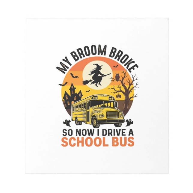 Halloween Skolbuss Häxa Vintage Lärar Design_ Anteckningsblock (Framsida)