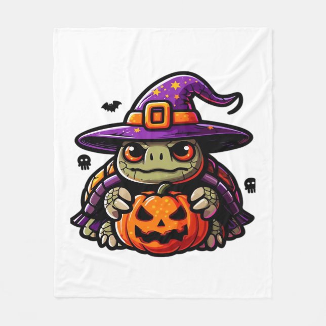 Halloween Sköldpadda Sköldpadda Häxa Hatt Kostym K Fleecefilt (Framsidan)