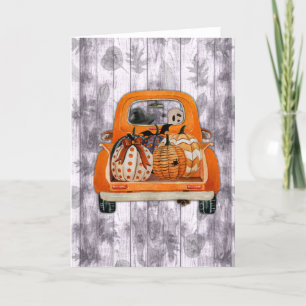 Halloween skörd orange pickup med pumpa helgkort