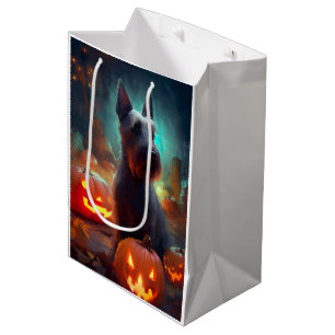 Halloween skotsk terrier med pumpor läskig