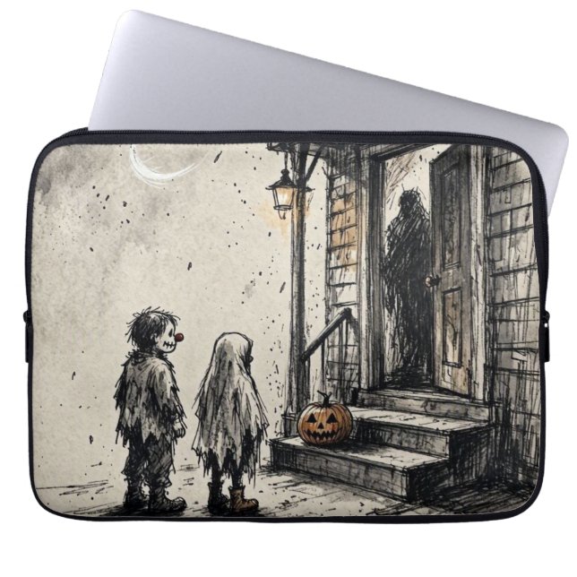 Halloween-skräck eller godis laptop fodral (Framsidan)