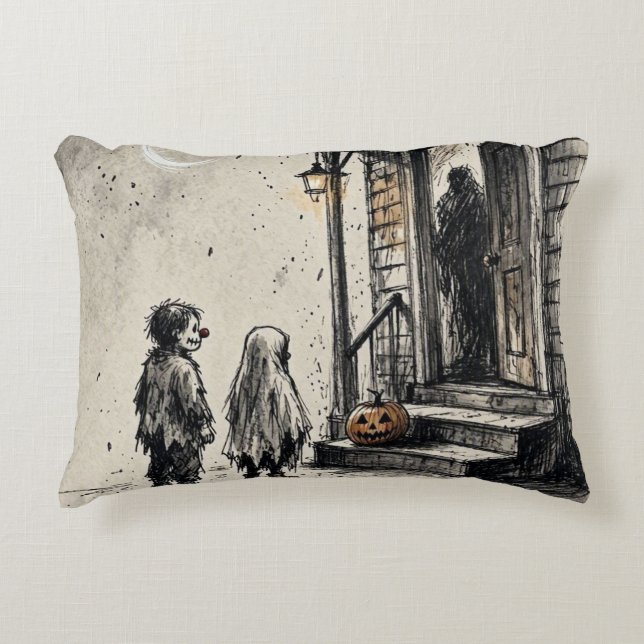 Halloween-skräck eller godis prydnadskudde (Framsidan)