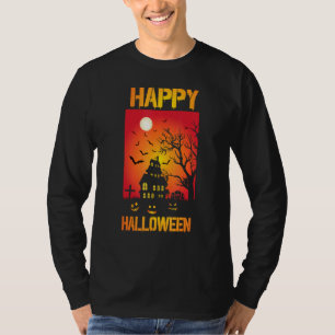 Halloween Skräck Natt Ryslig Kyrkogård Dräkt T Shirt