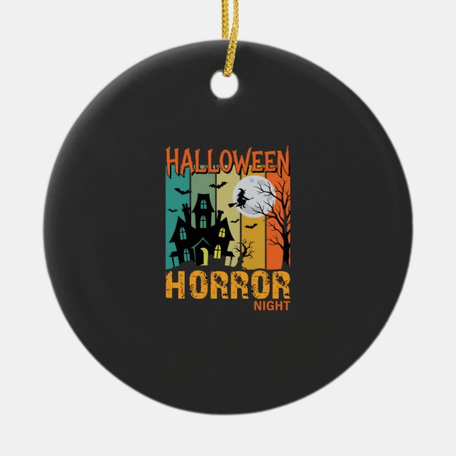 Halloween Skräck Natt Spökhus Vektor_1 Julgransprydnad Keramik (Framsidan)
