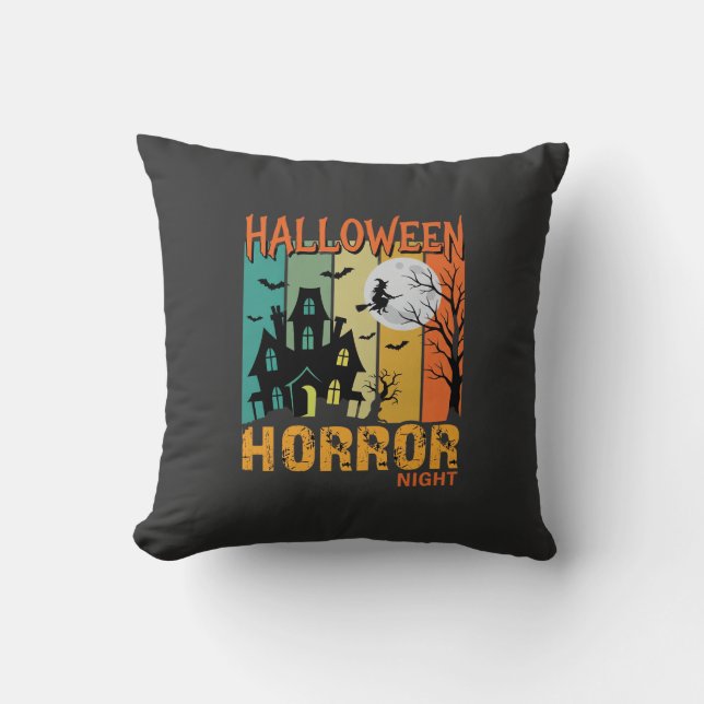 Halloween Skräck Natt Spökhus Vektor_1 Kudde (Framsida)