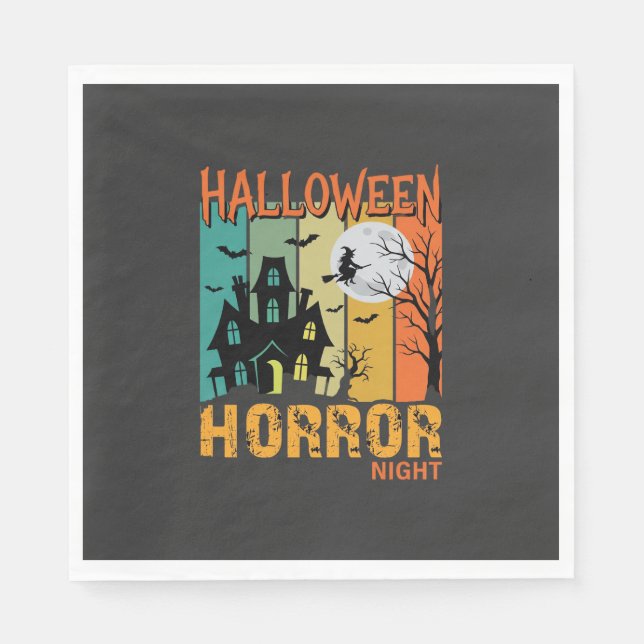Halloween Skräck Natt Spökhus Vektor_1 Pappersservett (Framsidan)