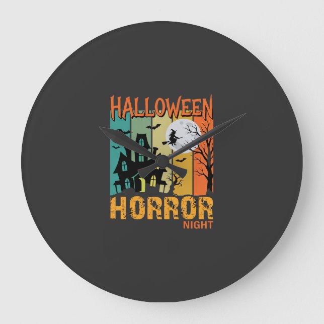 Halloween Skräck Natt Spökhus Vektor_1 Stor Klocka (Framsida)