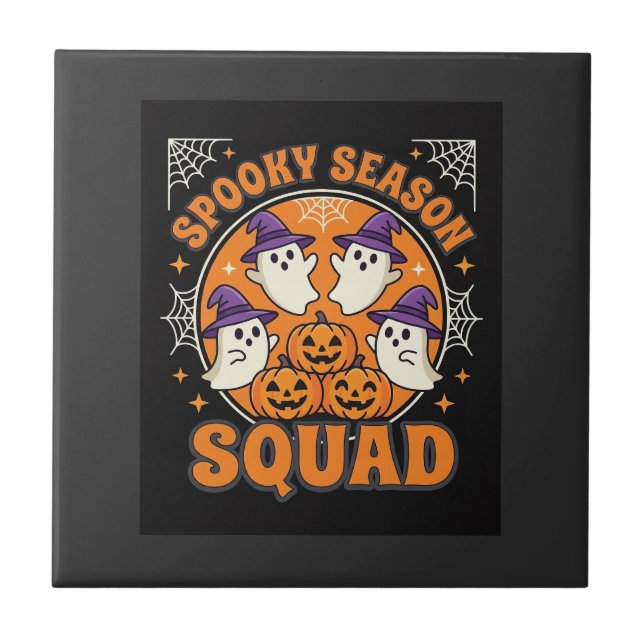 Halloween Skräck Säsong Squad Spöktomat Design Kakelplatta (Framsidan)