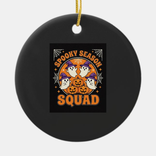 Halloween Skräck Säsong Squad Spöktomtedesign Julgransprydnad Keramik (Framsidan)