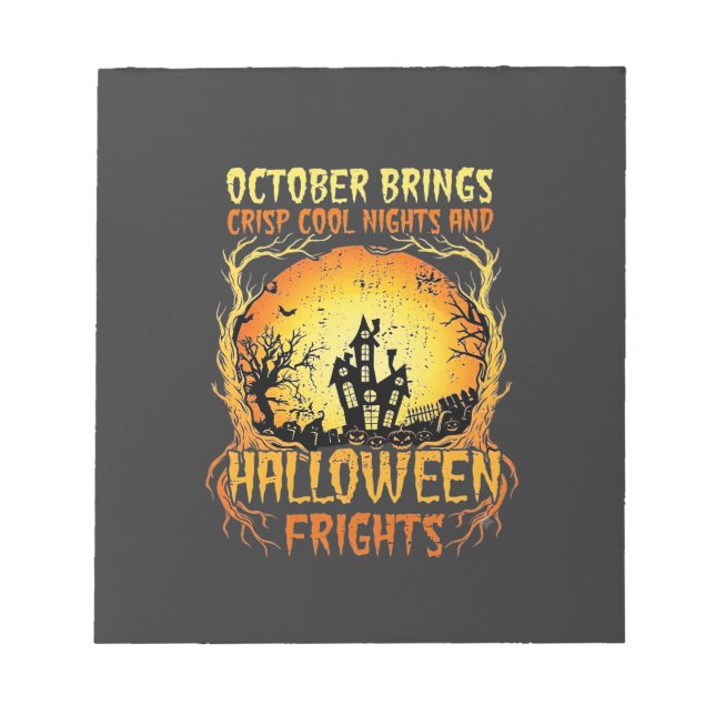Halloween Skräck Spökhus Fullmåne Pumpa Anteckningsblock (Framsida)