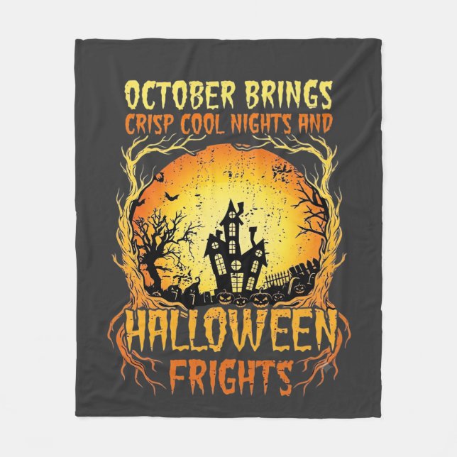 Halloween-skräck Spökhus Fullmåne Pumpa Fleecefilt (Framsidan)