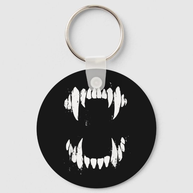 Halloween Skräck Varg Hund Vampyr Monster Tänder Nyckelring (Framsida)