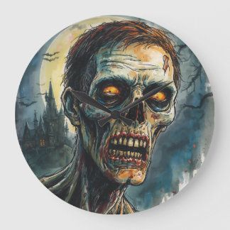 Halloween, Skräck, Zombie,Fullmånens ögon Stor Klocka