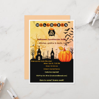 Halloween Skräckfestlig Födelsedagsfest Inbjudningar