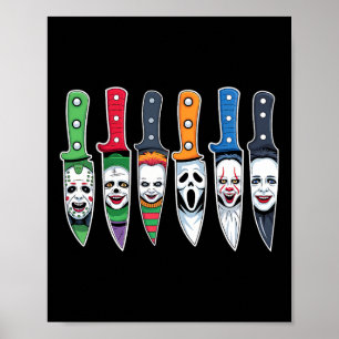 Halloween-skräckfilmstecken i Knivar Scary Poster