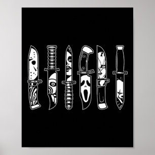 Halloween-skräckfilmstecken i Knivar Scary Poster