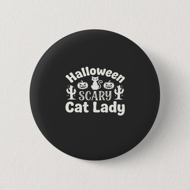 Halloween Skräckig kattdam_1 Knapp (Framsida)