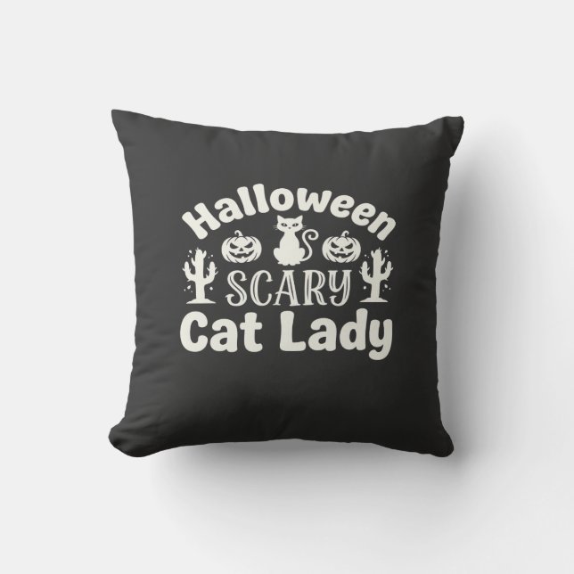 Halloween Skräckig kattdam_1 Kudde (Framsida)