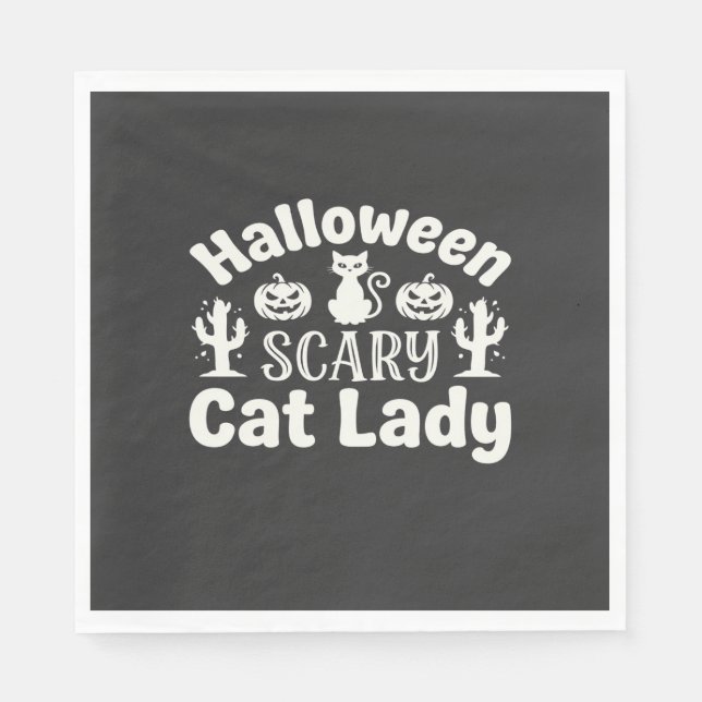 Halloween Skräckig kattdam_1 Pappersservett (Framsidan)
