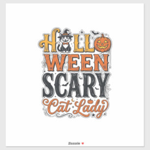 Halloween Skräckig Kattdam Vintage Katt Tröja Desi Klistermärken