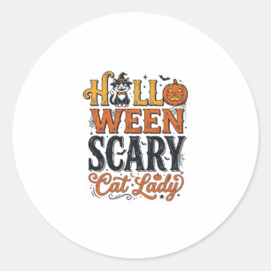Halloween Skräckig kattdam Vintage katt tröja desi Runt Klistermärke