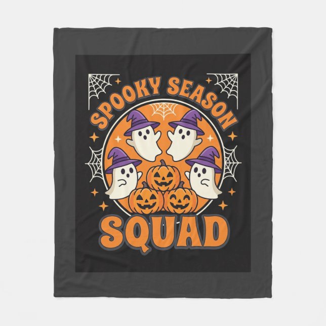 Halloween Skräckig Säsong Squad Spök Pumpor Design Fleecefilt (Framsidan)