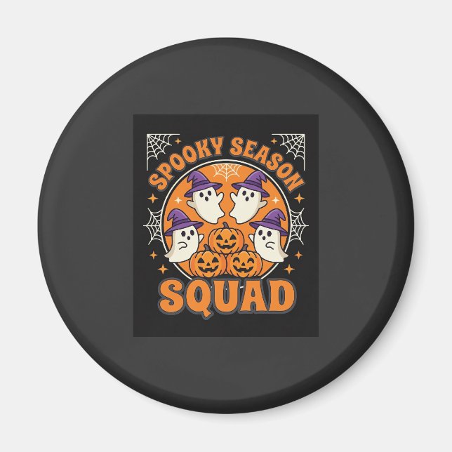 Halloween Skräckig Säsong Squad Spökpumpa Design Magnet (Framsidan)