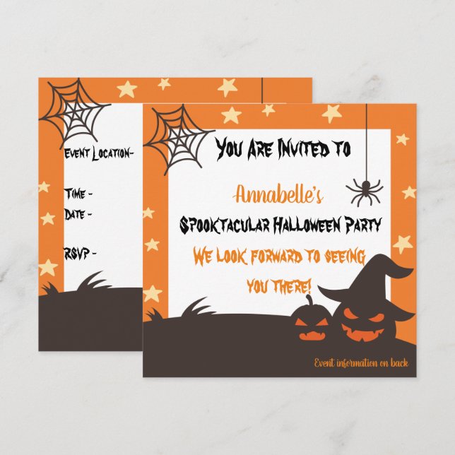 Halloween Skräckinjunktion Personlig Inbjudningar (Fram/baksida)
