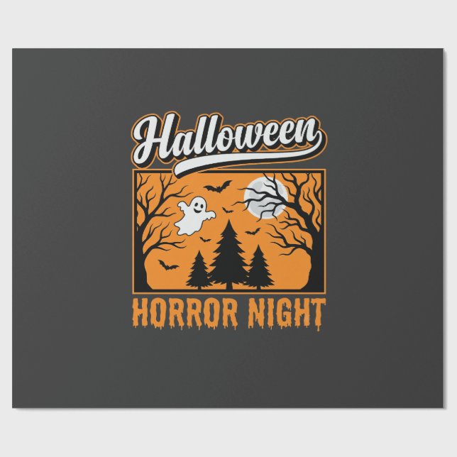 Halloween Skräcknatt Retro Spökskog Presentpapper (Platt)