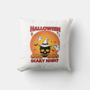 Halloween Skräcknatt Skalle Häxa Hatt Pumpa Spöke Kudde