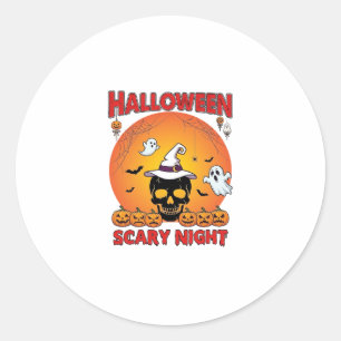Halloween Skräcknatt Skalle Häxa Hatt Pumpa Spöke Runt Klistermärke