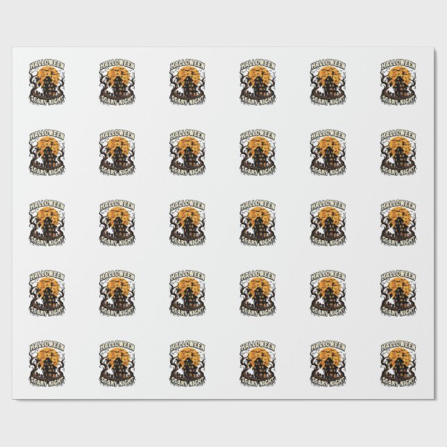 Halloween Skräcknatt Spökhus Fullmåne Häxa Presentpapper (Platt)